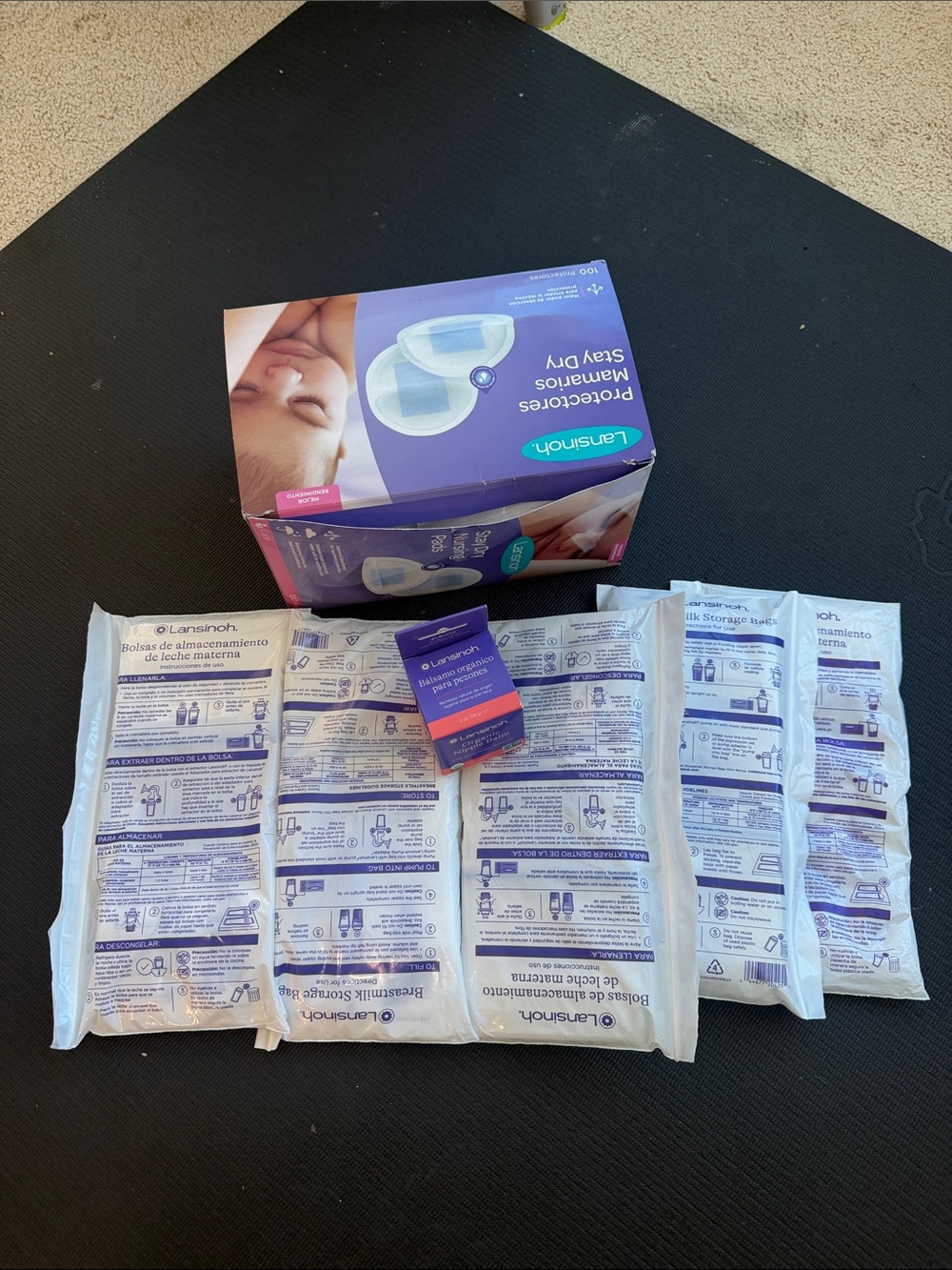 Lansinoh Nursing bundle pads, balm, and bags